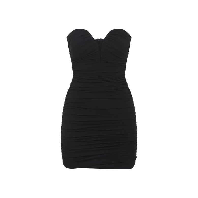 black draped mini dress by Selfnex