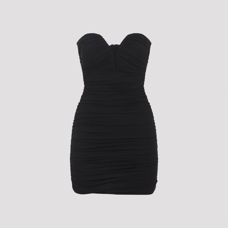 black draped mini dress by Selfnex