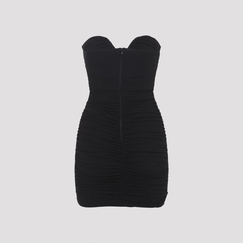 black draped mini dress by Selfnex