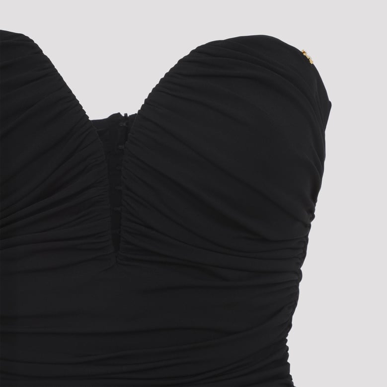 black draped mini dress by Selfnex