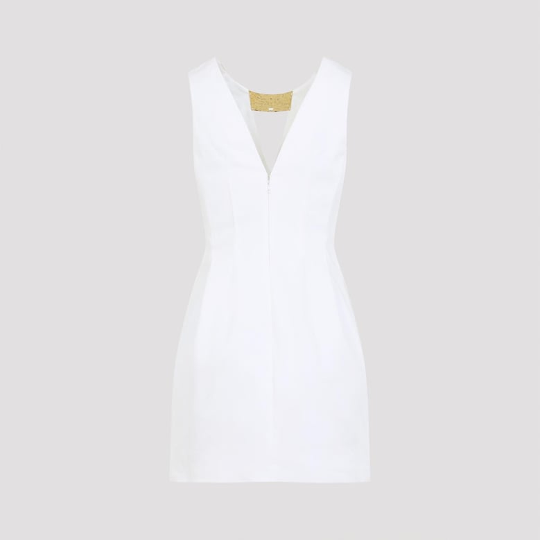 ivory white cotton mini dress with gold detail by Selfnex