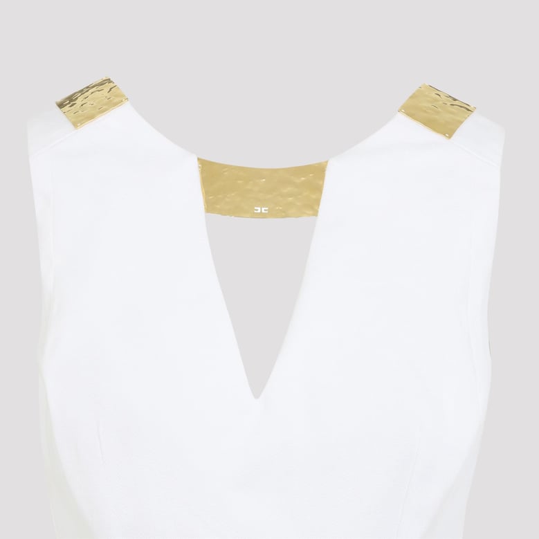 ivory white cotton mini dress with gold detail by Selfnex