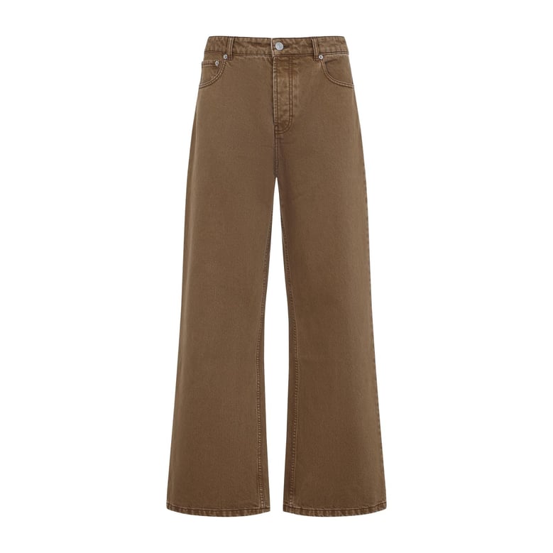hazelnut brown cotton large fit jeans by Selfnex