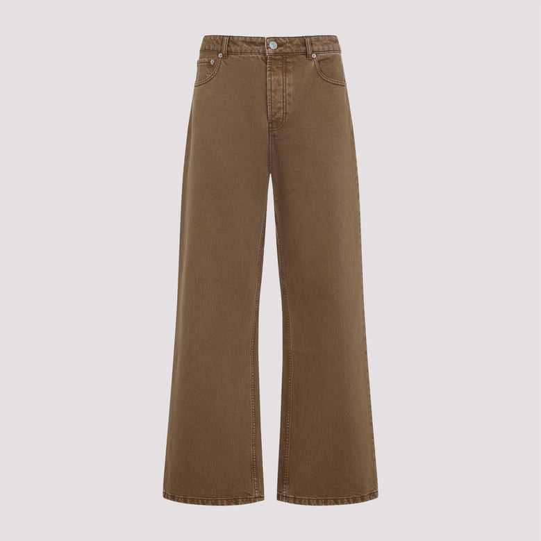hazelnut brown cotton large fit jeans by Selfnex