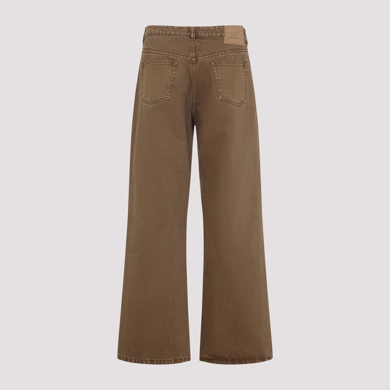 hazelnut brown cotton large fit jeans by Selfnex