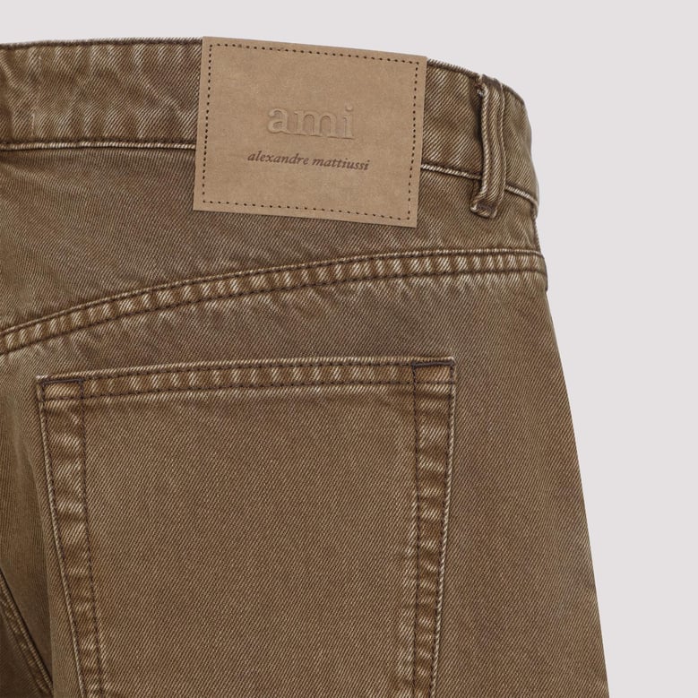 hazelnut brown cotton large fit jeans by Selfnex