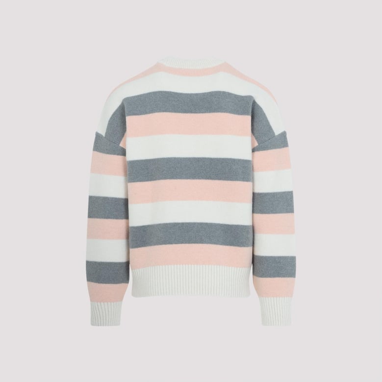 grey alpaca striped crewneck sweater by Selfnex