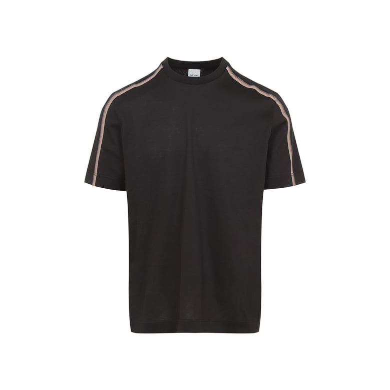 mud brown cotton stripe tape detail t-shirt by Selfnex