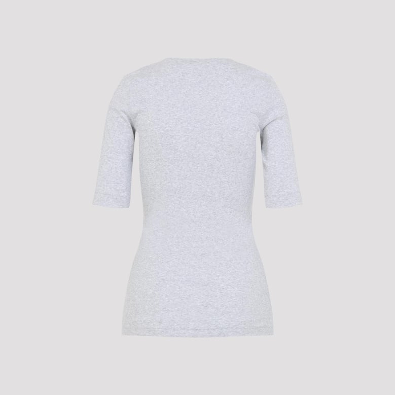 silver grey cotton v-neck ribbed t-shirt by Selfnex
