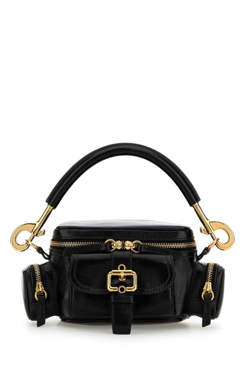black leather small camera bag handbag by Selfnex