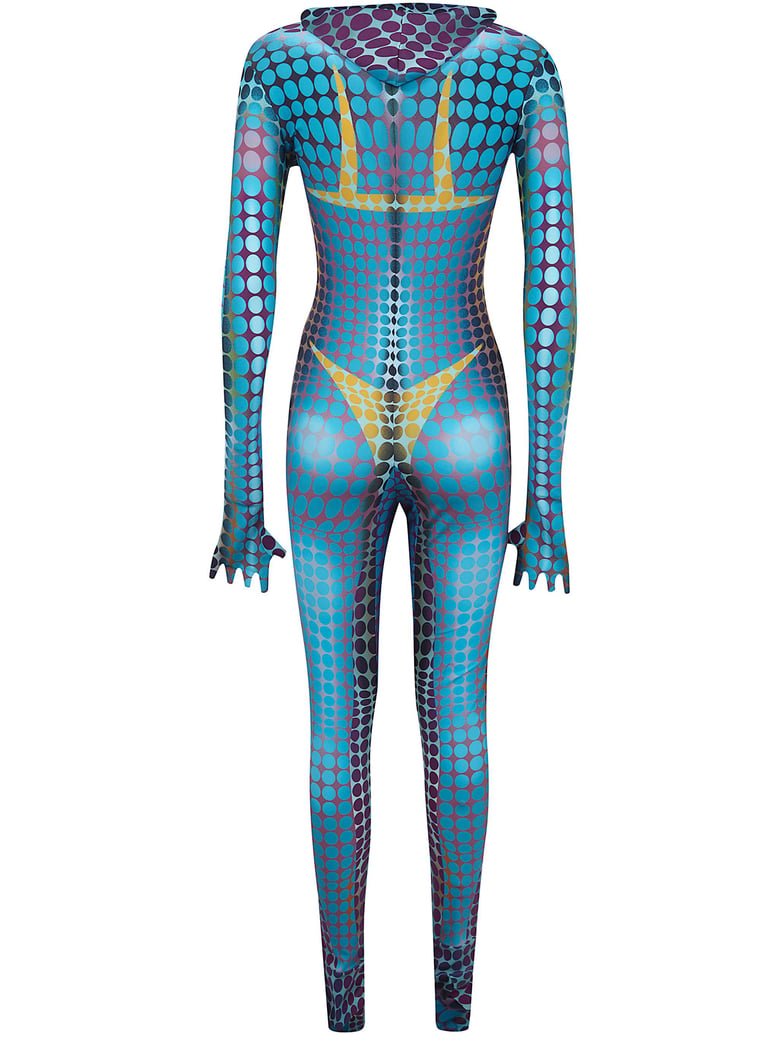re-edition jumpsuit high neck with long sleeves hood and center front zip closing by Selfnex