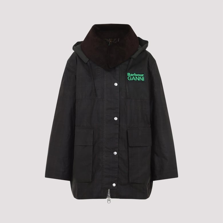 green hood ttn duffle wax cotton jacket by Selfnex