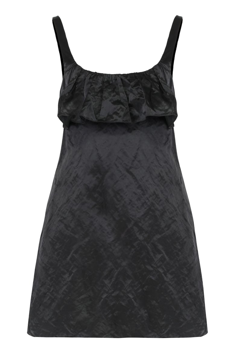 mini dress without sleeves in washed technical satin by Selfnex
