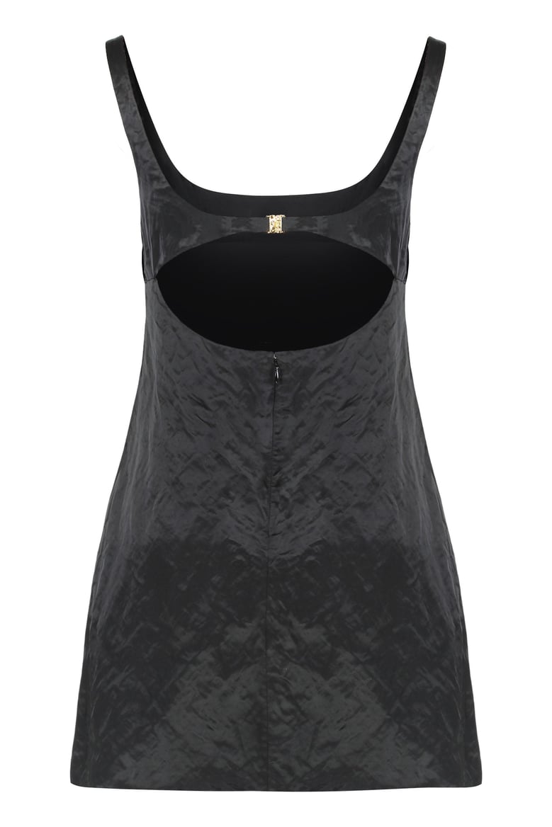 mini dress without sleeves in washed technical satin by Selfnex