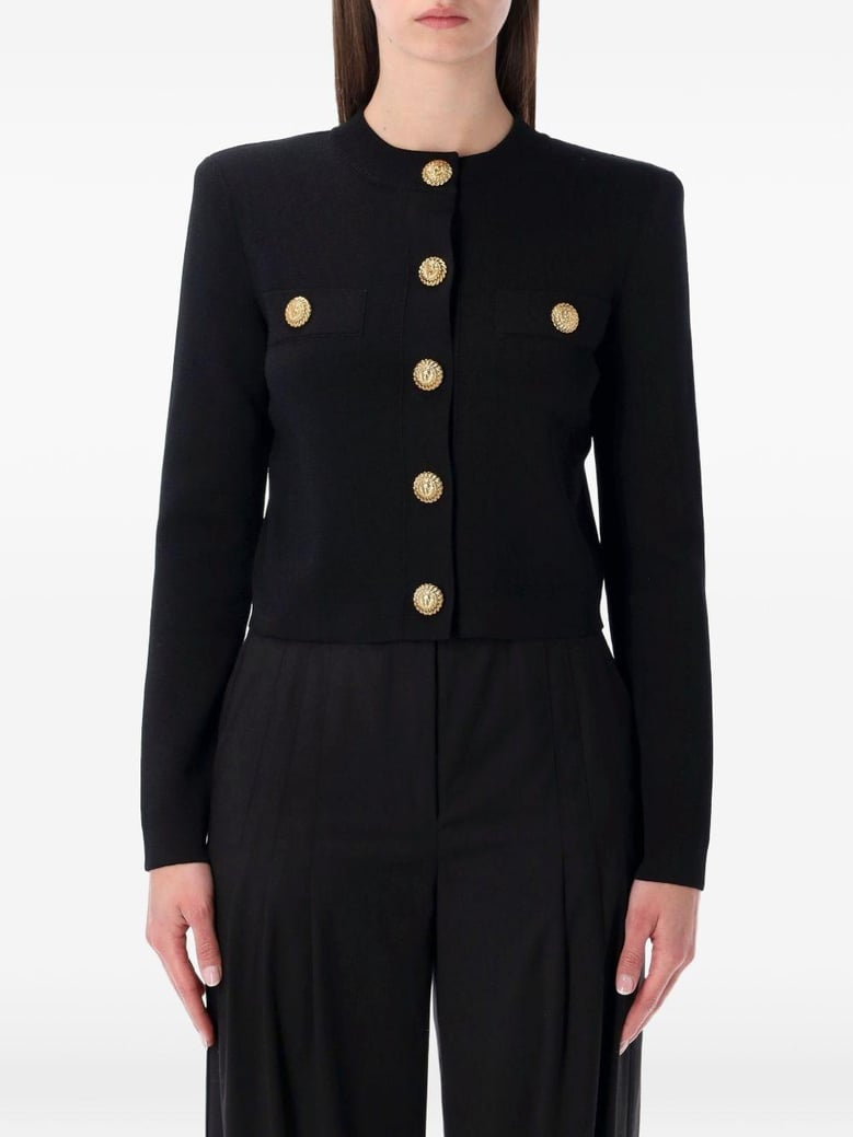 buttoned crewneck cardigan by Selfnex