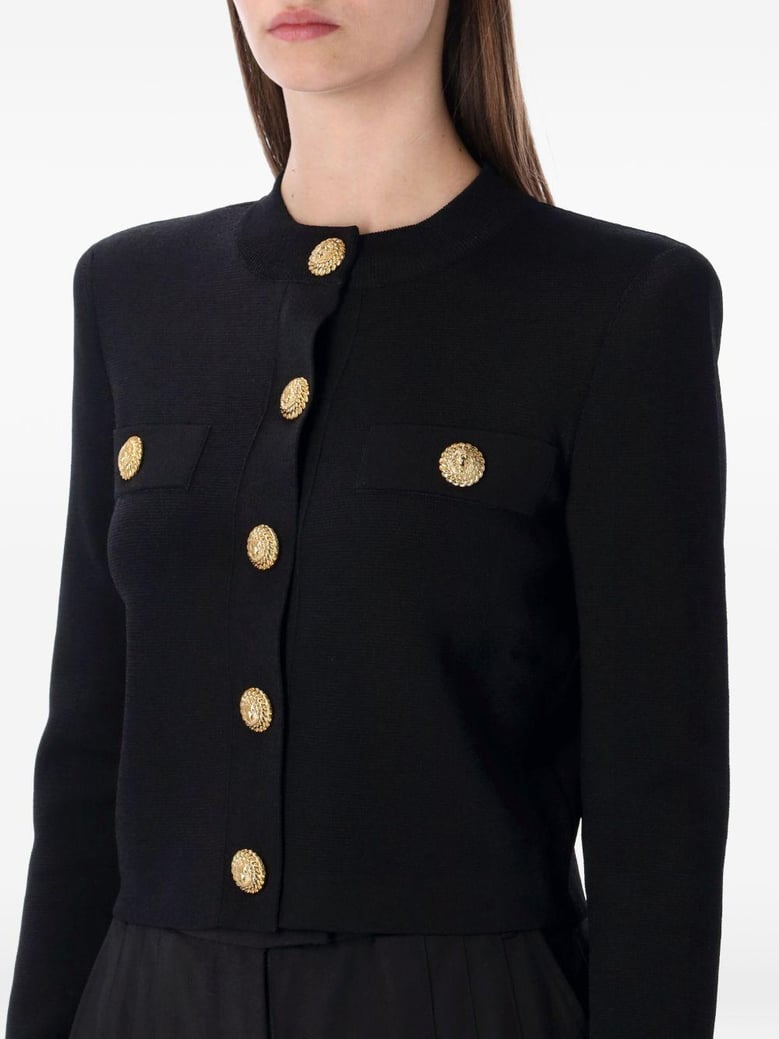 buttoned crewneck cardigan by Selfnex