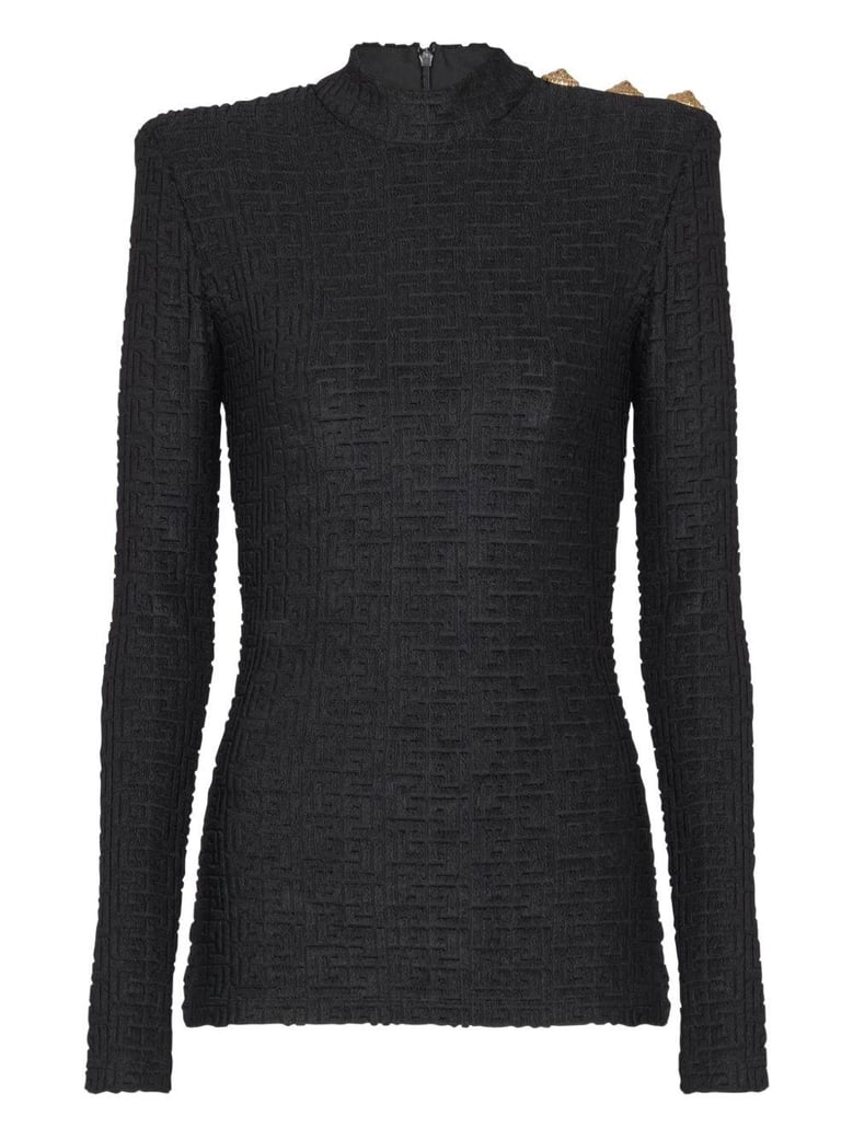 monogram high-neck top by Selfnex