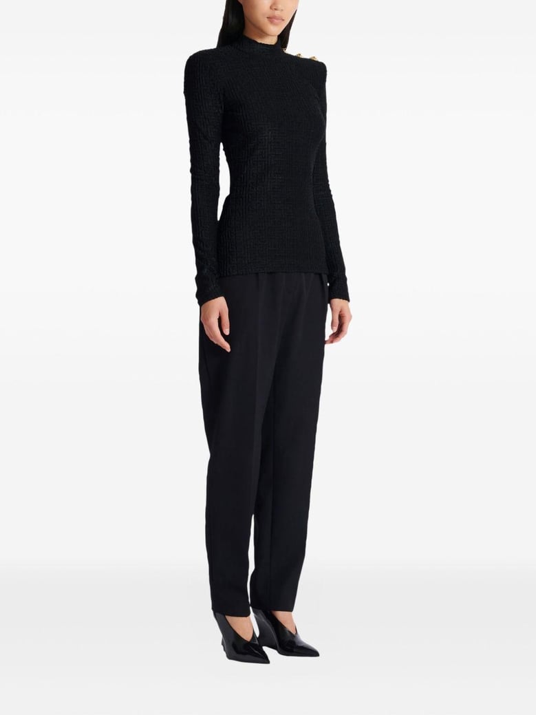 monogram high-neck top by Selfnex