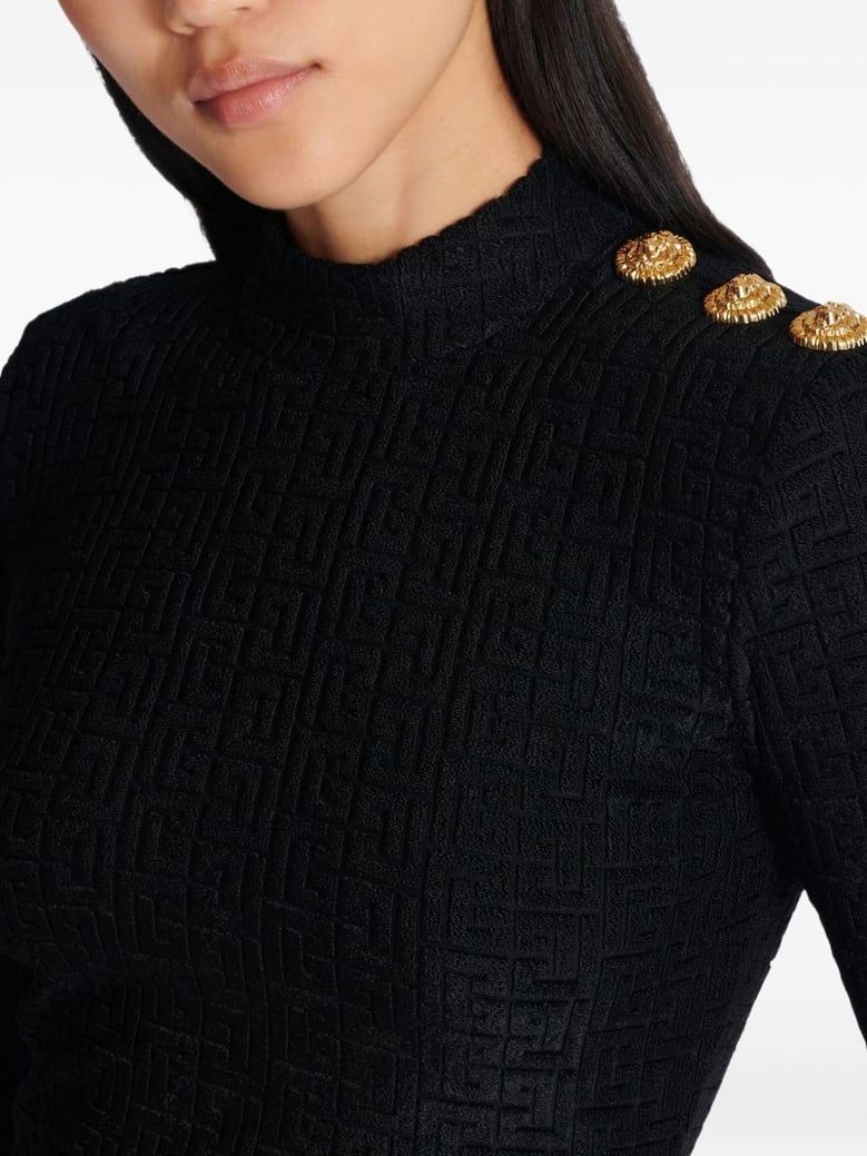 monogram high-neck top by Selfnex