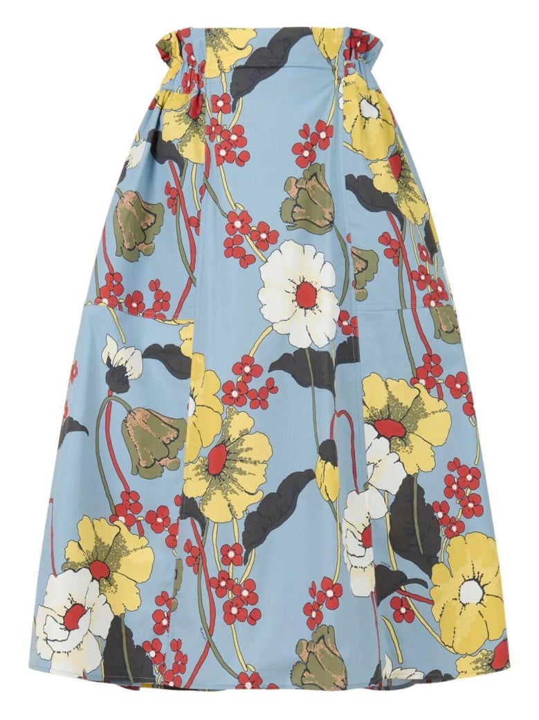 poplin elasticated midi skirt with melodia print by Selfnex