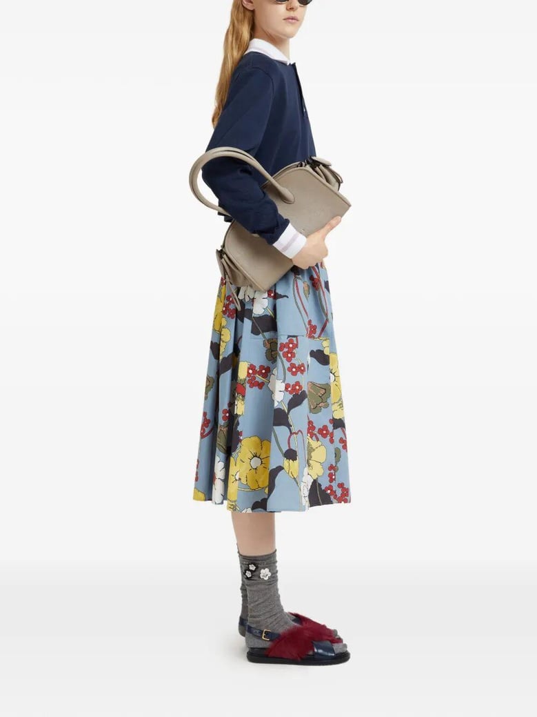 poplin elasticated midi skirt with melodia print by Selfnex