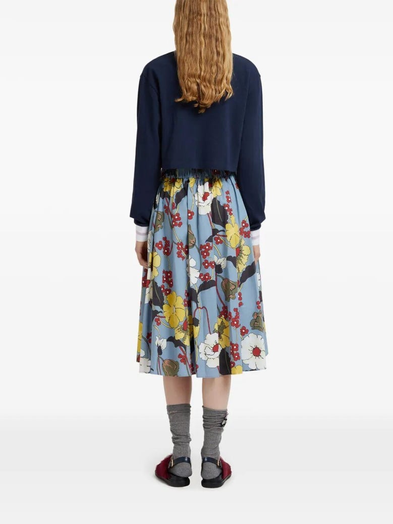 poplin elasticated midi skirt with melodia print by Selfnex