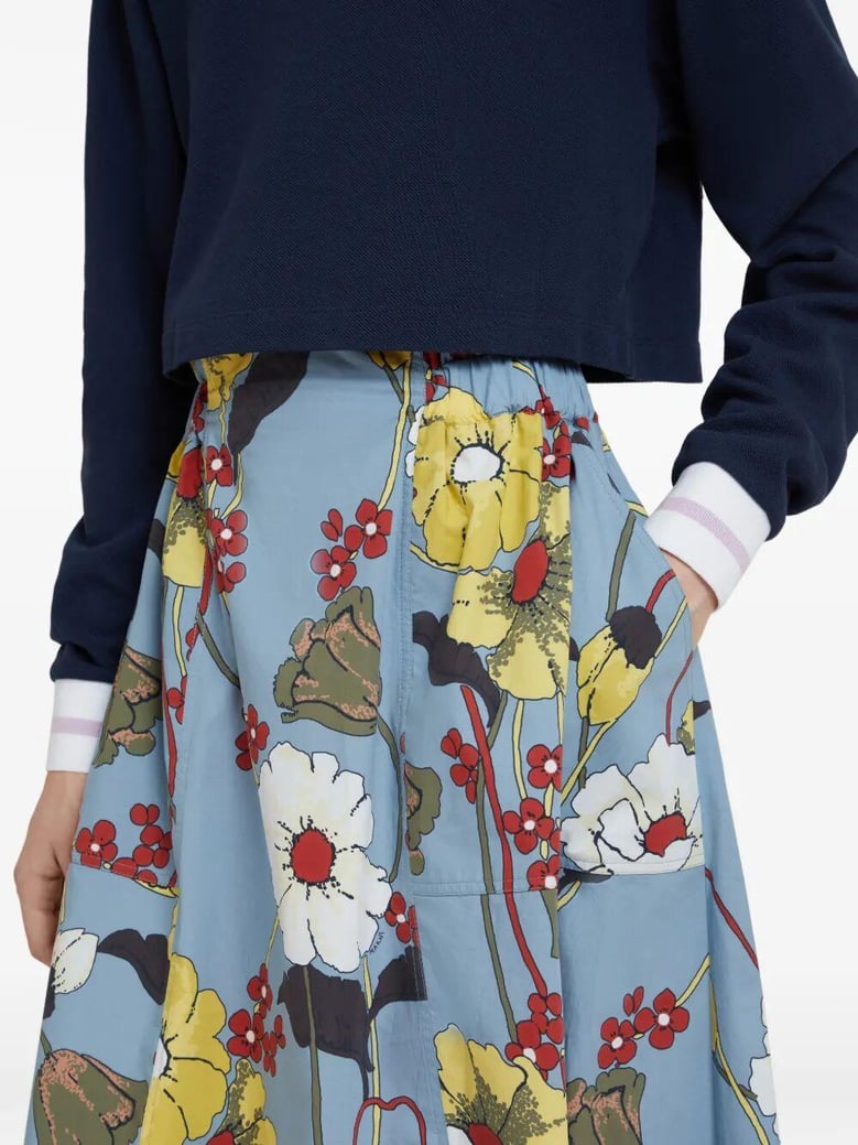 poplin elasticated midi skirt with melodia print by Selfnex
