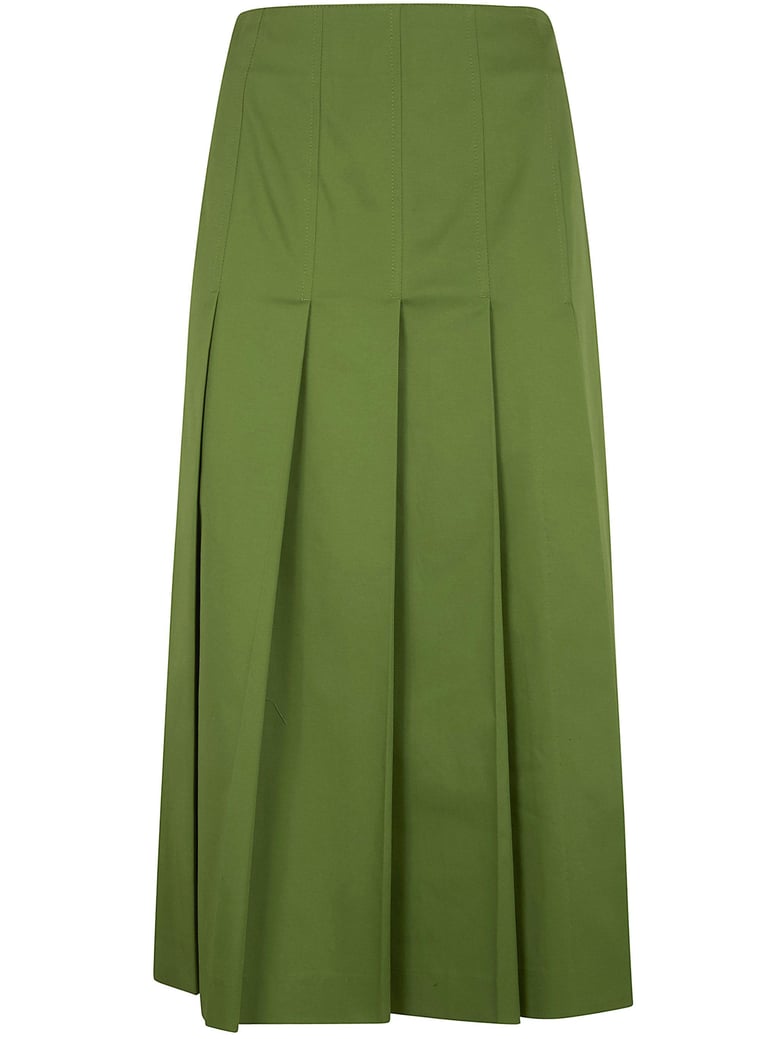 pleated cotton twill skirt by Selfnex