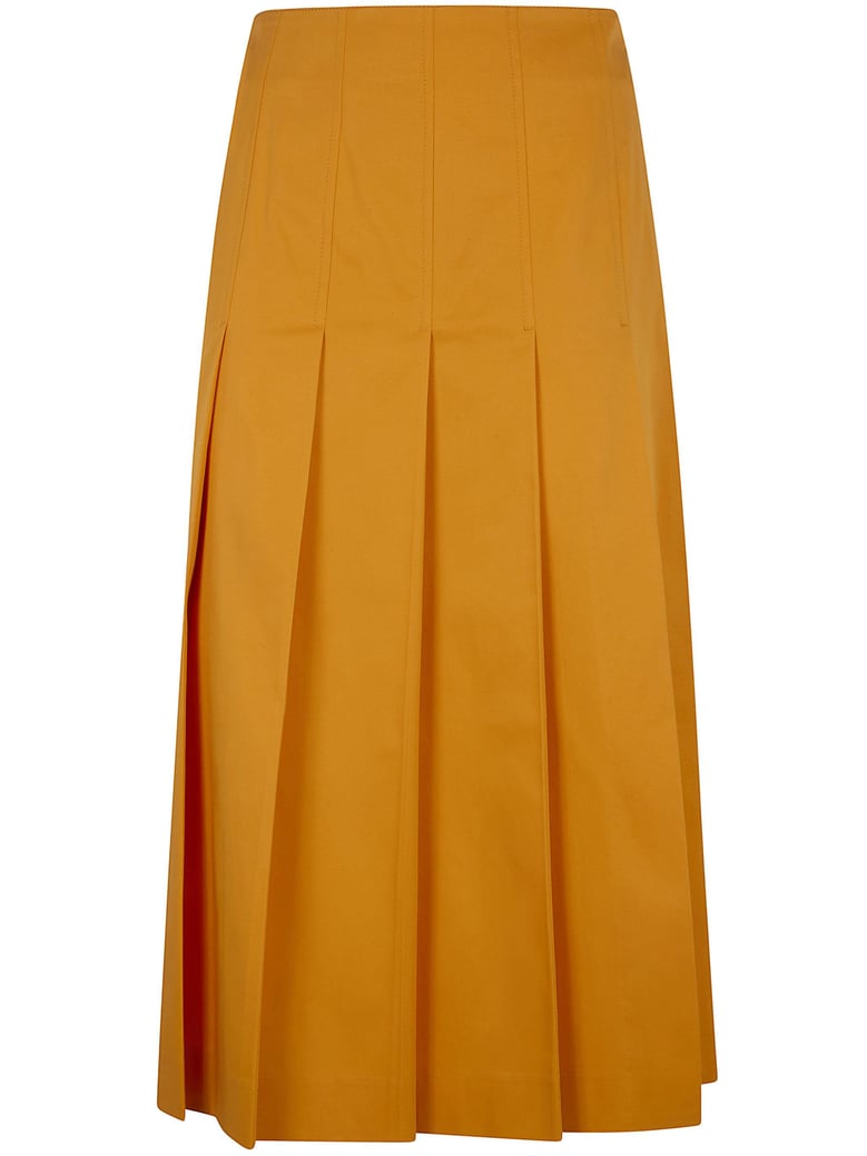 pleated cotton twill skirt by Selfnex