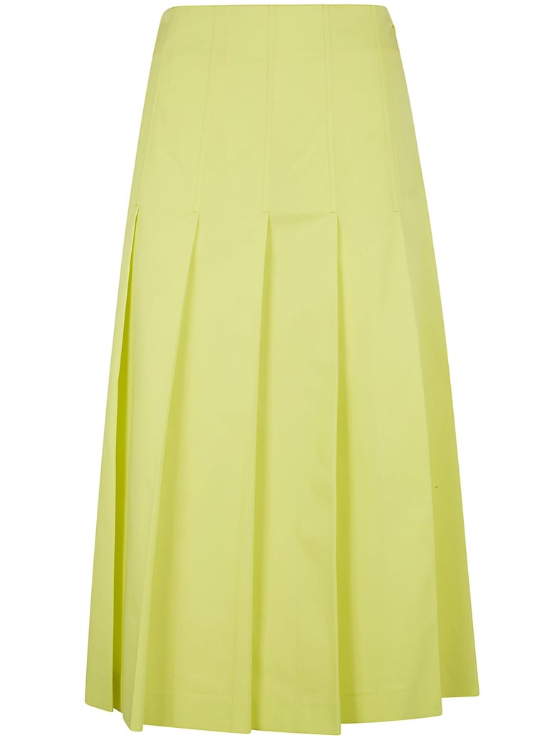 pleated cotton twill skirt by Selfnex
