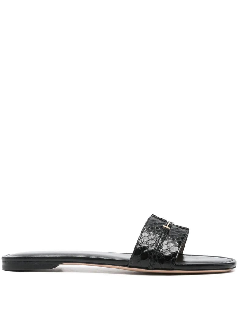 python-effect leather flat slides by Selfnex
