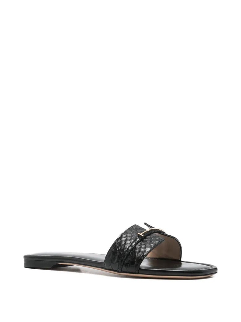 python-effect leather flat slides by Selfnex