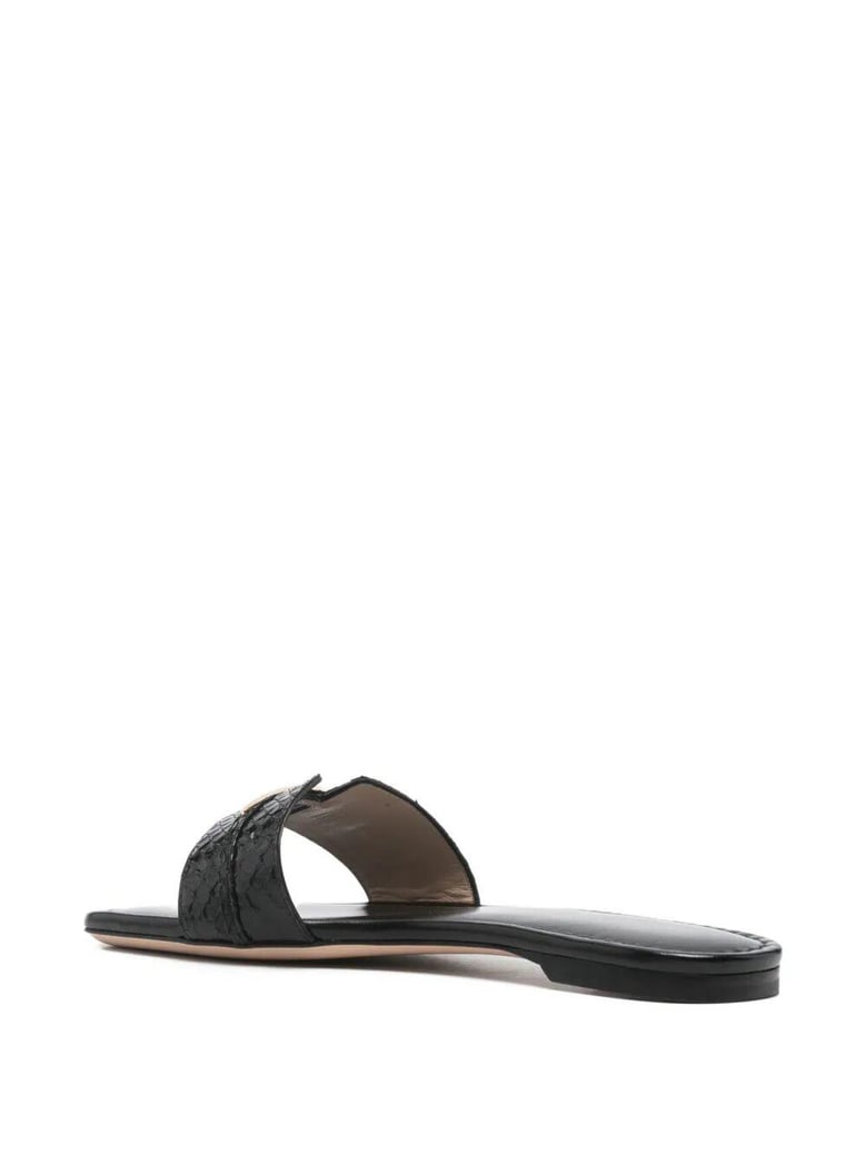 python-effect leather flat slides by Selfnex