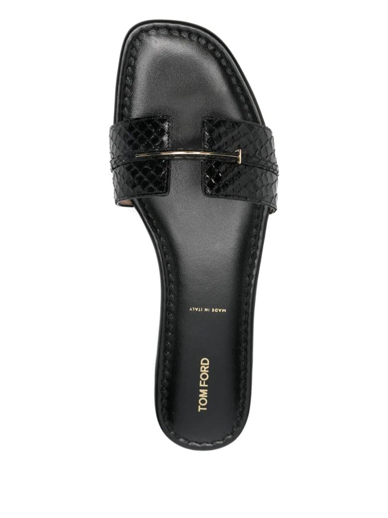 python-effect leather flat slides by Selfnex