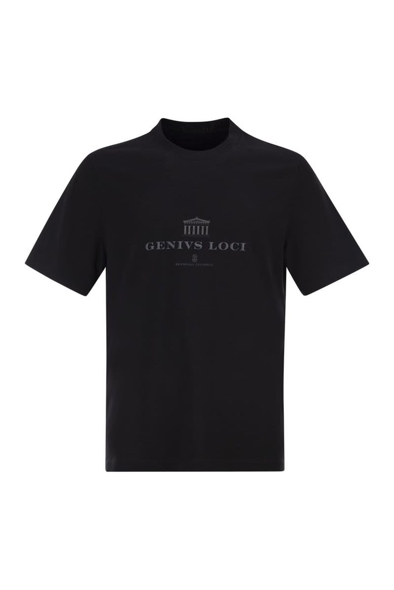 cotton jersey crew neck t-shirt with print by Selfnex