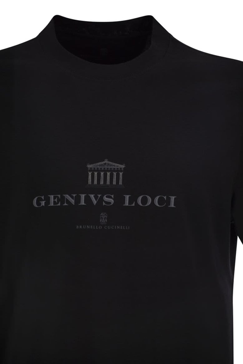 cotton jersey crew neck t-shirt with print by Selfnex