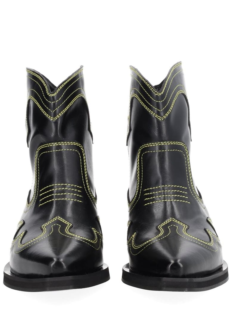 black polyurethane boots by Selfnex