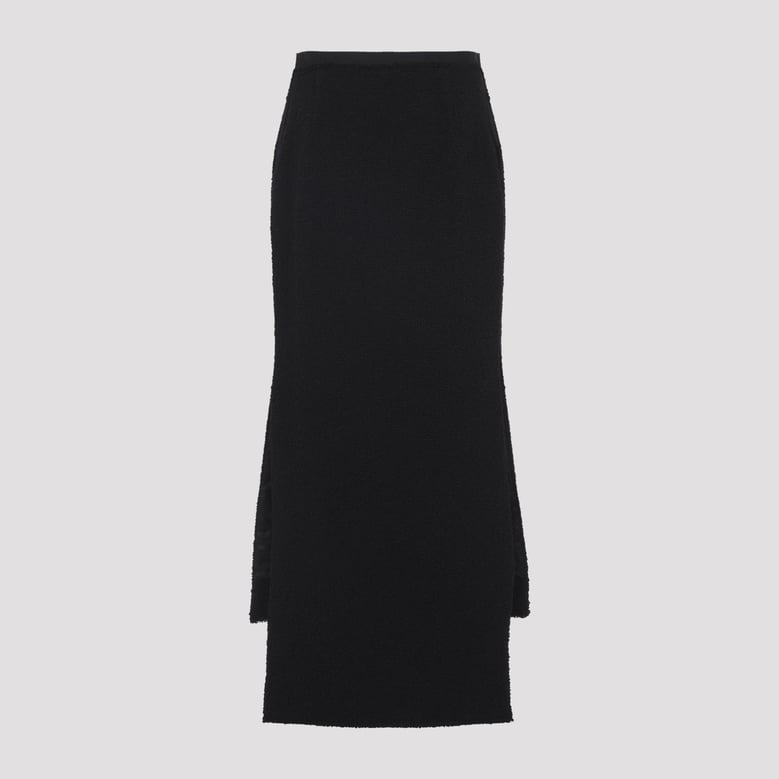 black asymmetric straight-fit virgin wool skirt by Selfnex