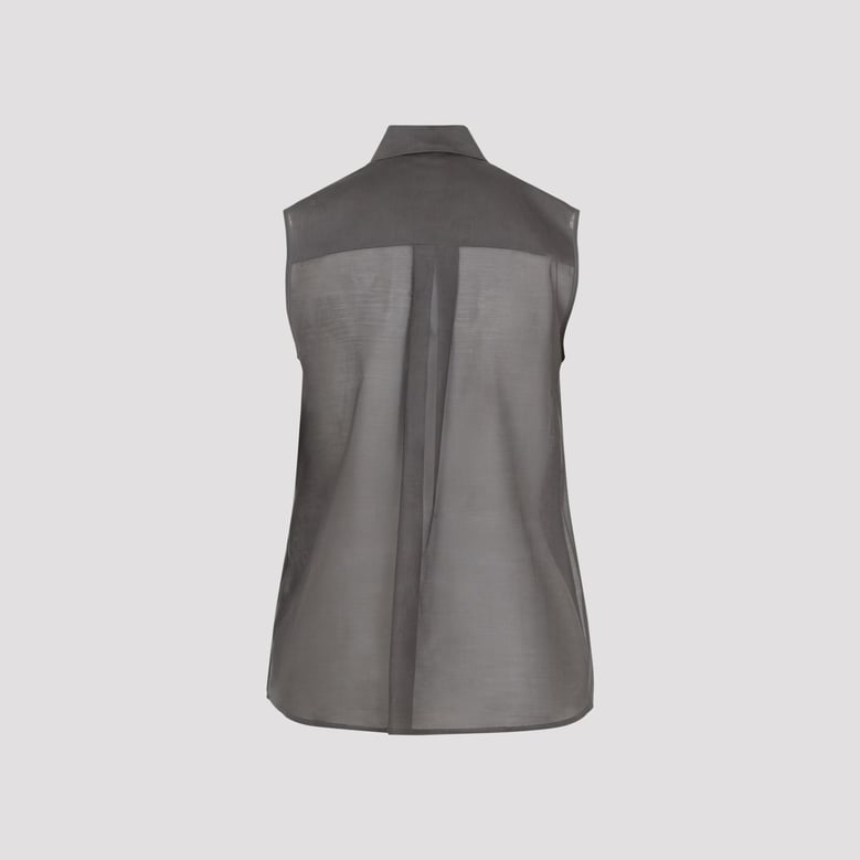 brown cotton and silk top by Selfnex