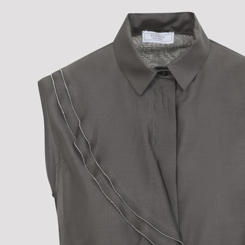 brown cotton and silk top by Selfnex