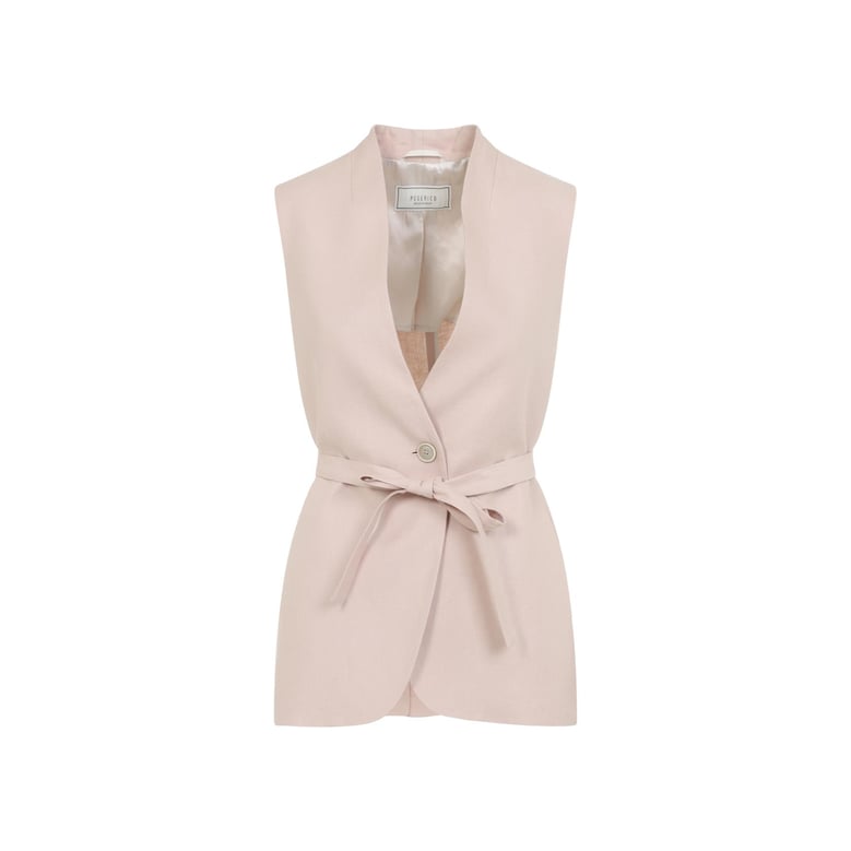 pink linen gilet by Selfnex