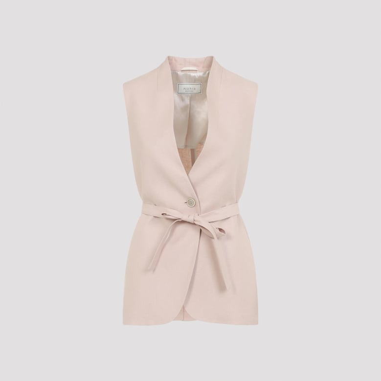 pink linen gilet by Selfnex