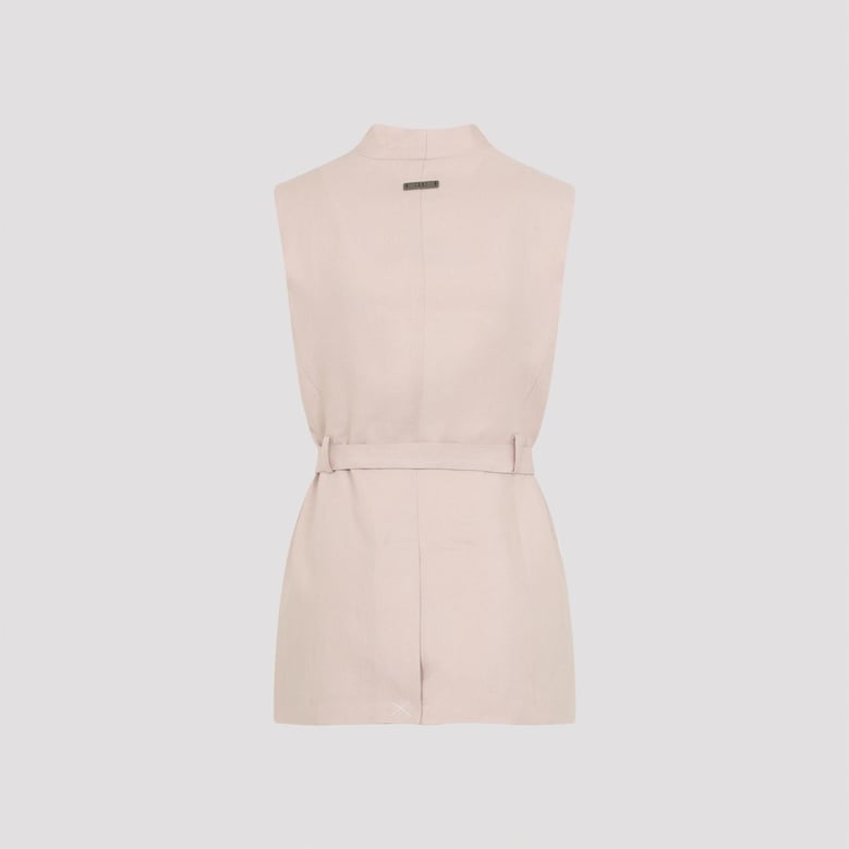 pink linen gilet by Selfnex