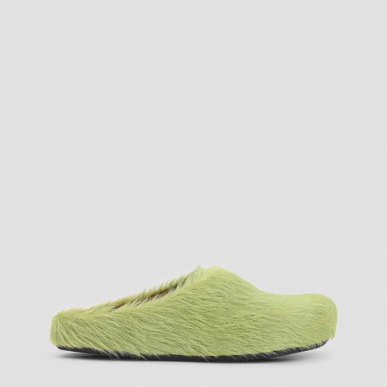 lime calf hair fussbett mules by Selfnex