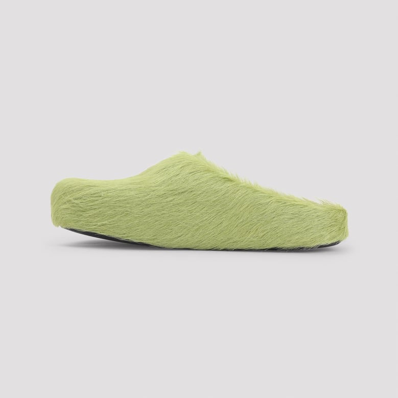 lime calf hair fussbett mules by Selfnex