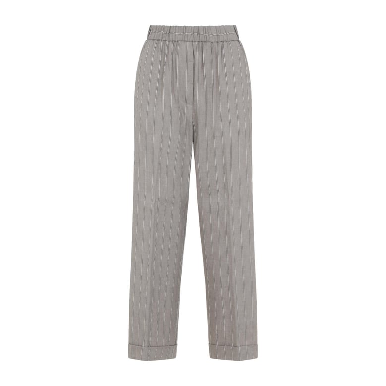 brown linen cotton pants by Selfnex
