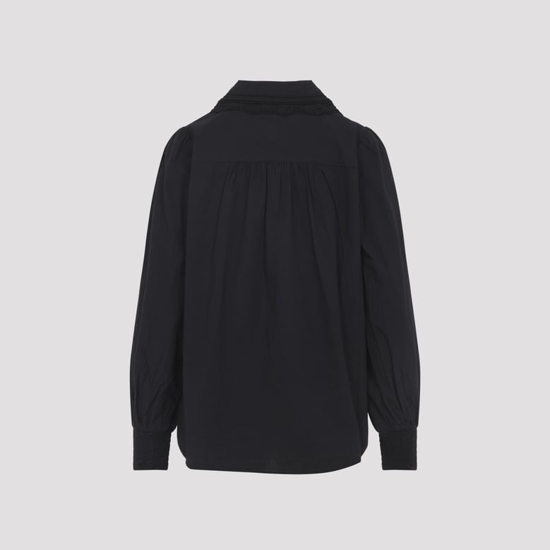 black ebroidered long sleeve cotton shirt by Selfnex