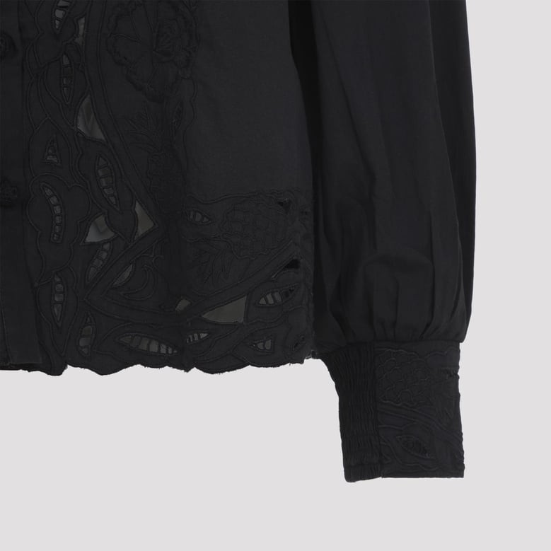 black ebroidered long sleeve cotton shirt by Selfnex