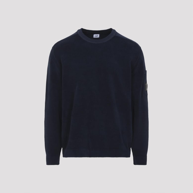 navy blue crewneck lens cotton pullover by Selfnex
