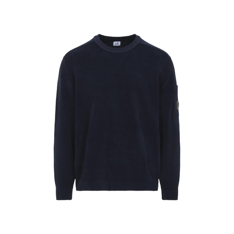 navy blue crewneck lens cotton pullover by Selfnex